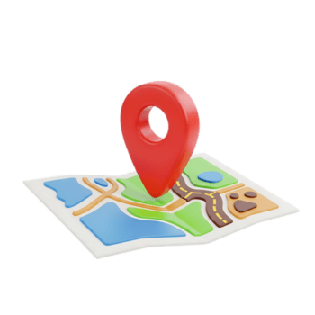 Red map pin on colorful location map isolated on a transparent background navigation png