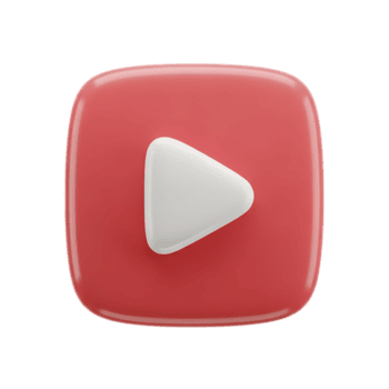 3 d rosso piazza con bianca giocare pulsante isolato su un' trasparente sfondo Youtube png