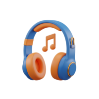 azul y naranja auriculares con música Nota aislado en un transparente antecedentes audio png