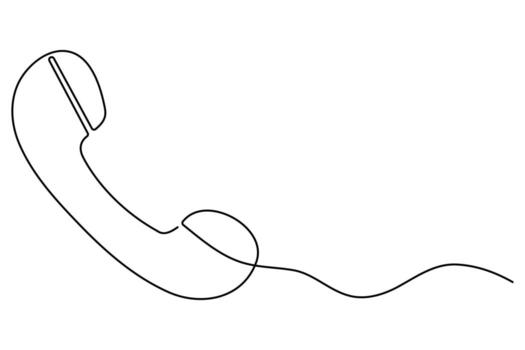 Minimalist continuous one line telephone drawing representing communication and connectivity vector