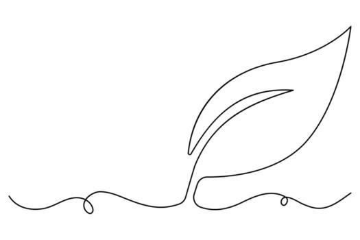 continuo uno línea dibujo de hoja con elegante natural contorno en minimalista estilo vector