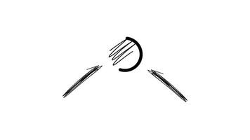 dois esboçado Setas; flechas apontando para uma círculo em verde tela. infográfico elementos. video