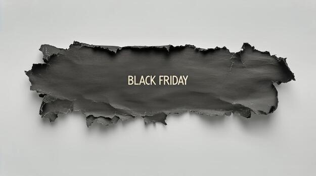 Black Friday Promotion With Torn Paper Effect Revealing Text on a Neutral Background photo
