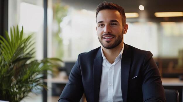 interview in modern office setting photo