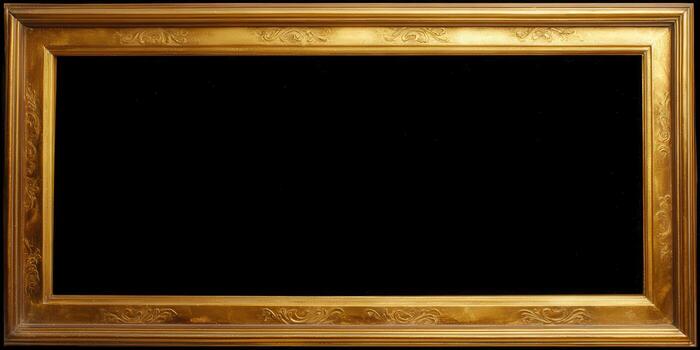 An antique, gilded golden frame with a black background, perfect for display. photo