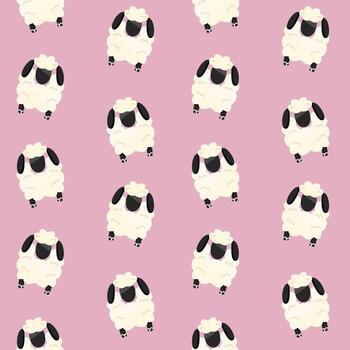 Sheep seamless pattern with pink background vector