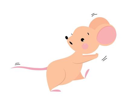 Cute Mouse with Pointed Snout and Rounded Ears Running and Escaping from Someone Illustration vector