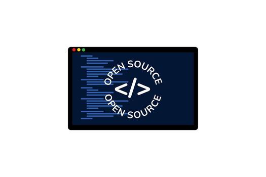 Open Source Software - OSS. Software with user-granted rights for use, study, change, distribution. Collaborative, customizable and free for any purpose. Open Source Software illustration vector