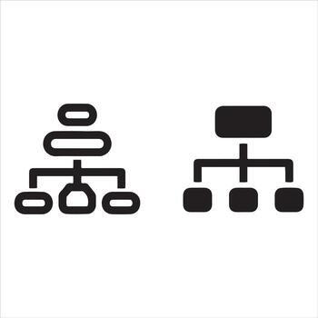Two styles of organizational chart icons representing hierarchy vector