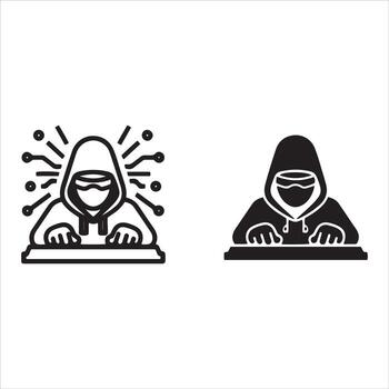 ciber delincuente mecanografía en teclado con digital conexiones vector