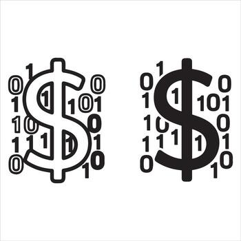 Digital currency symbols with binary code elements vector