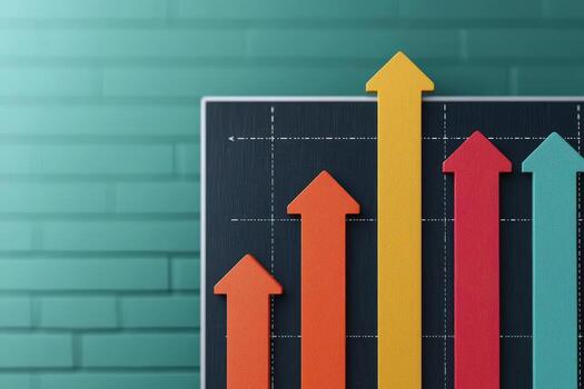 Colorful arrow graphs showing upward trends on a modern background. photo