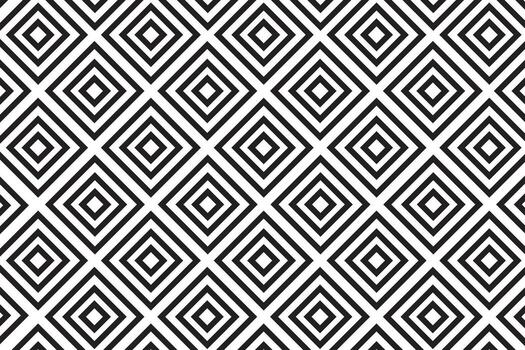 Geometric Diamond Pattern in Black and White Creates an Optical Illusion of Depth and Repetitive Motion vector