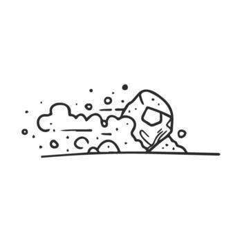 cometa bosquejado en acción y negro y blanco minimalista línea Arte vector