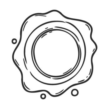 drawn wax seal stamp outline with abstract circular design vector