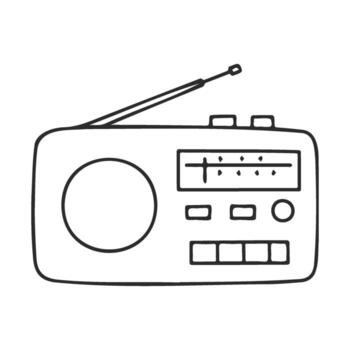 dibujado retro radio con antena y botones vector