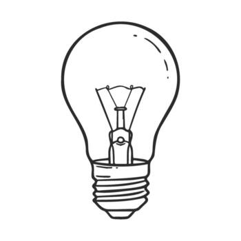 dibujado de un clásico ligero bulbo con sencillo líneas vector