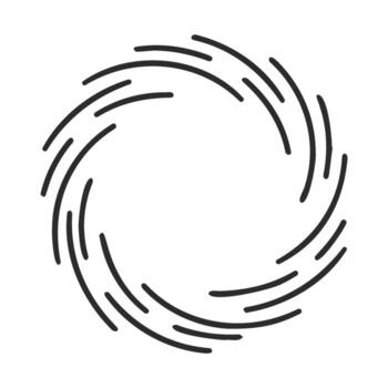 Abstract circular swirl design with converging lines in black and white vector