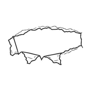 Torn paper hole outline with empty center on white background vector
