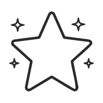 Simple outline of a shining star with sparkles vector