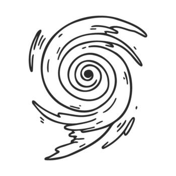 Monochrome abstract swirl with spirals and motion effect design vector