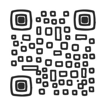 drawn qr code in black and white with geometric pattern vector