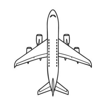 Outline of passenger airplane with four engines from top view vector