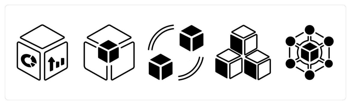 A set of 5 mix icons as statistics, analytical, refresh in black color vector