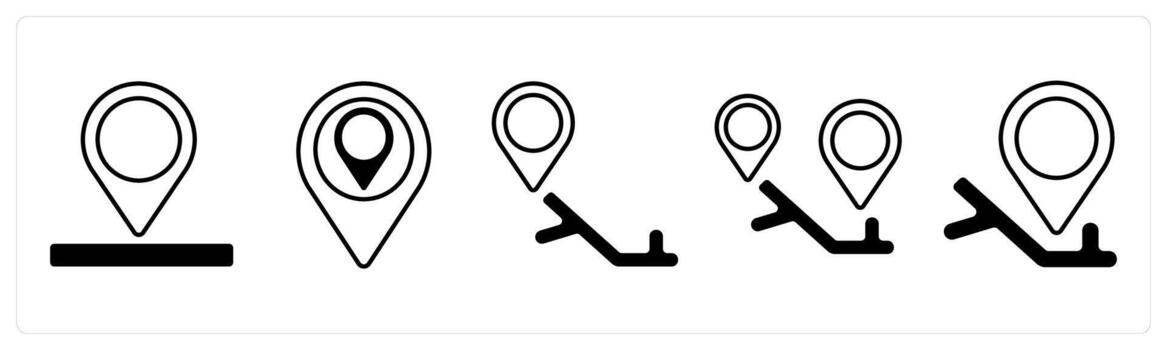 A set of 5 mix icons as pin, navigation, location in black color vector