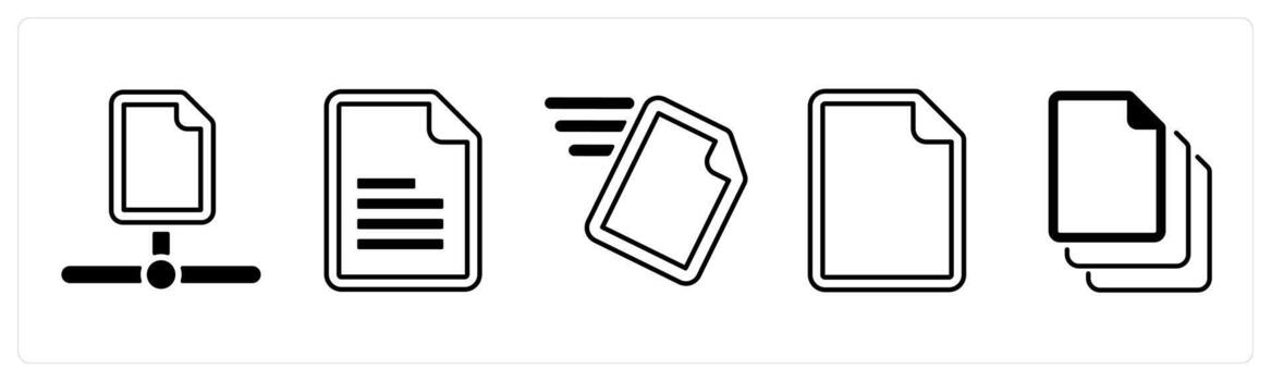 A set of 5 mix icons as document, content, duplicate file in black color vector
