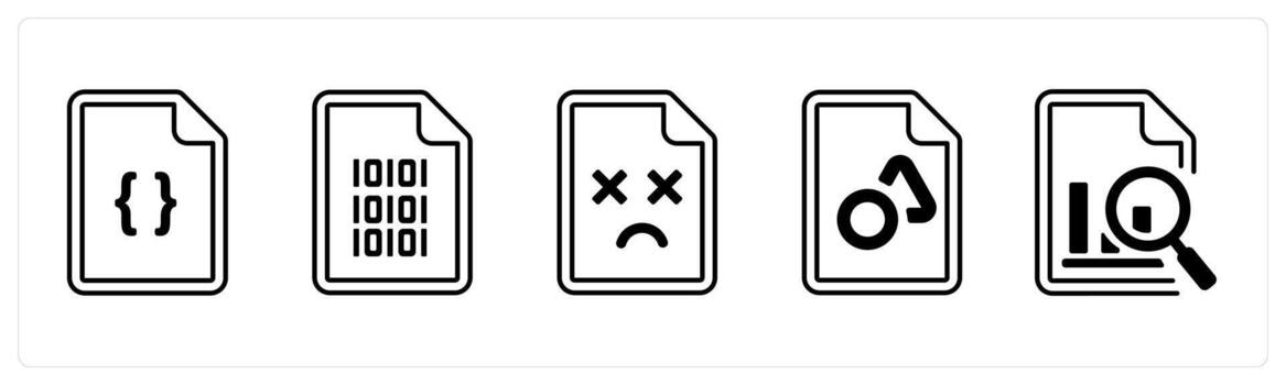 un conjunto de 5 5 mezcla íconos como programación, desaparecido página, estrategia en negro color vector