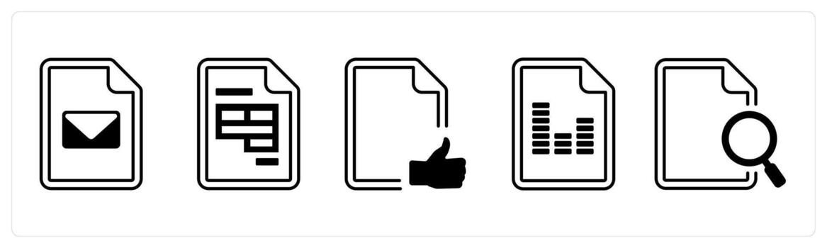 A set of 5 mix icons as mail, excel, approved in black color vector