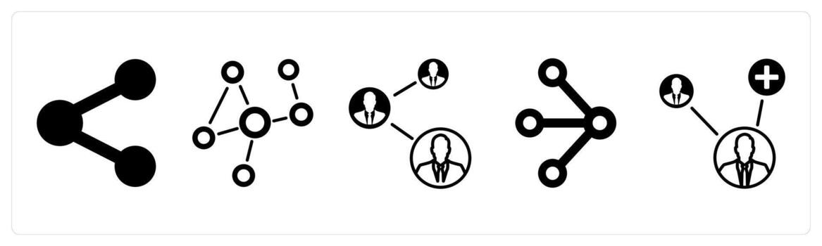 un conjunto de 5 5 mezcla íconos como compartir, red enlace, usuario red en negro color vector