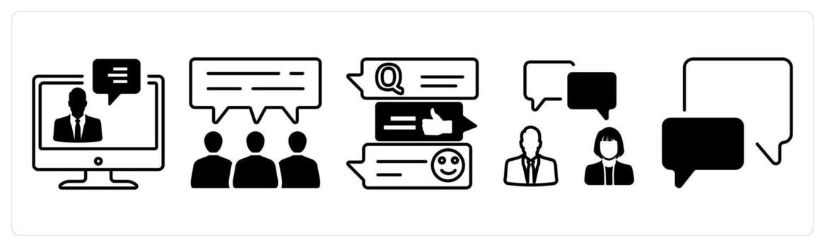 un conjunto de 5 5 mezcla íconos como bloguero, usuario comentario, encuesta en negro color vector