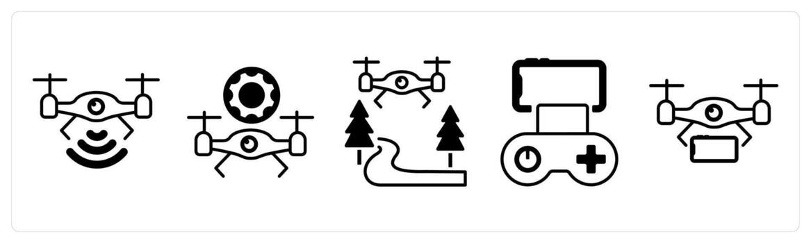 un conjunto de 5 5 mezcla íconos como zumbido señal, zumbido mantenimiento, volador zumbido en negro color vector