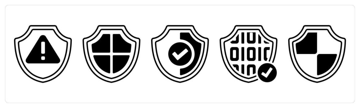 un conjunto de 5 5 mezcla íconos como advertencia, seguridad, datos intimidad en negro color vector
