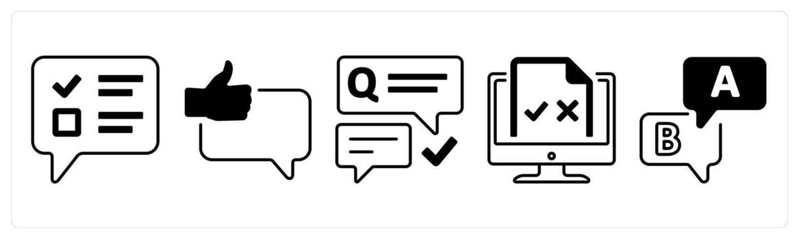 un conjunto de 5 5 mezcla íconos como texto encuesta, mejor comentario, cuestionario en negro color vector