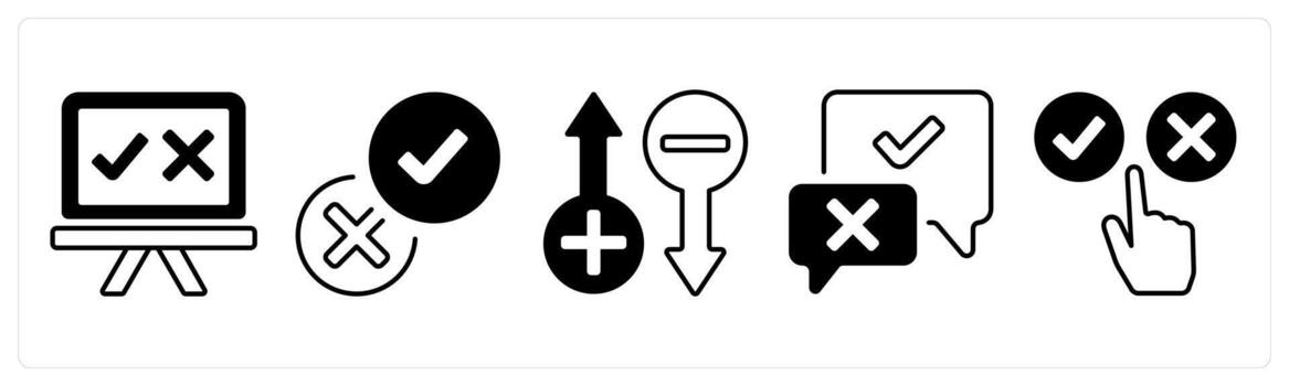 A set of 5 mix icons as survery, validation, rating in black color vector