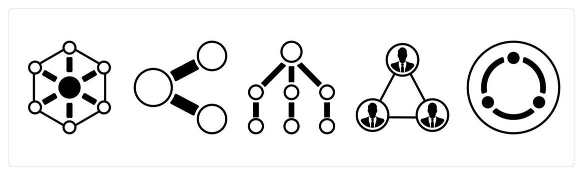 un conjunto de 5 5 mezcla íconos como conexión, compartir, red en negro color vector