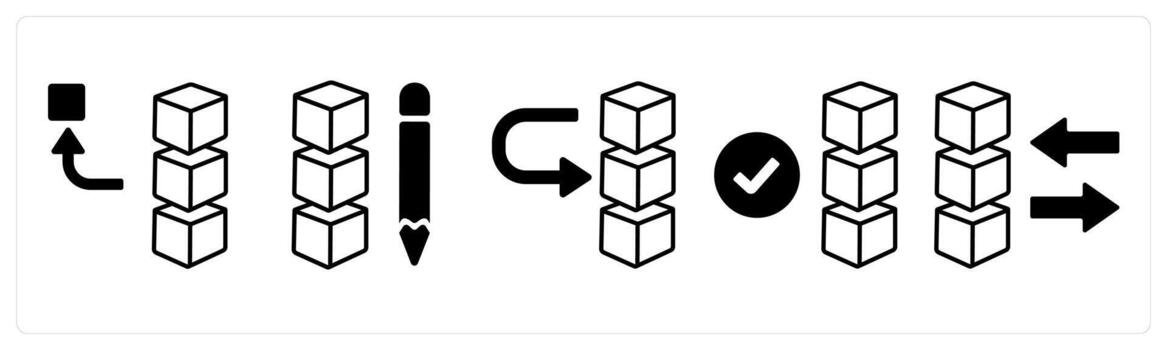 un conjunto de 5 5 mezcla íconos como eliminar pila, editar conducir datos, servidor en negro color vector