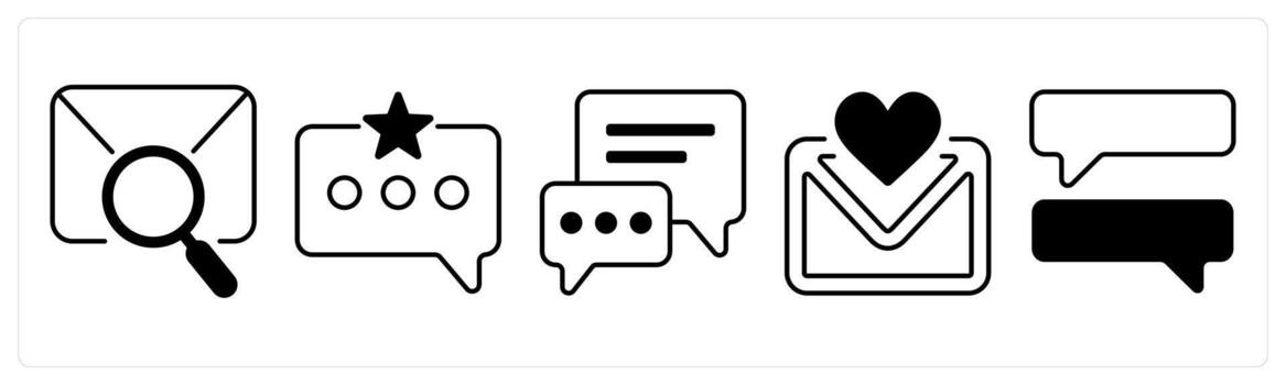 un conjunto de 5 5 mezcla íconos como buscar mensaje, sembrado de estrellas mensaje, mensaje en negro color vector
