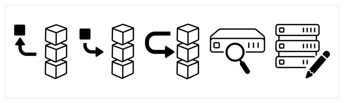 un conjunto de 5 5 mezcla íconos como eliminar pila, añadir pila, moverse conducir datos en negro color vector