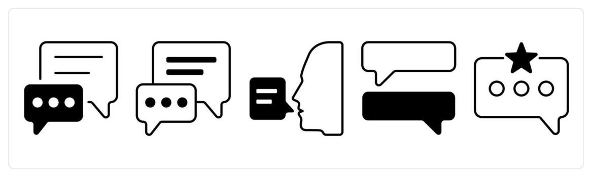 A set of 5 mix icons as chat, message, communication in black color vector