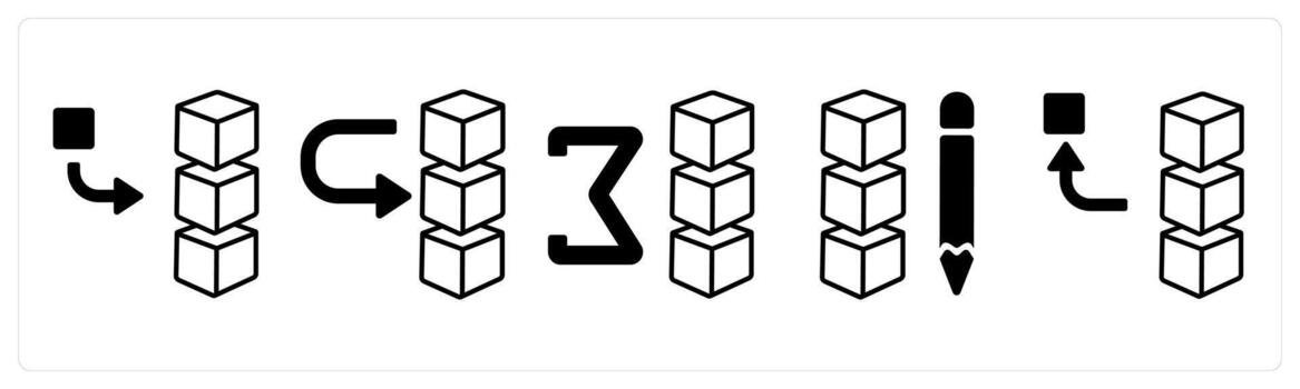 A set of 5 mix icons as add stack, move drive data, sum of drive in black color vector