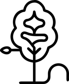 Abstract line art tree icon with a unique branch and root detail vector