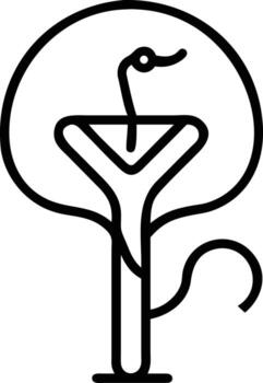 Abstract lightbulb with snake head design in minimal outline style vector