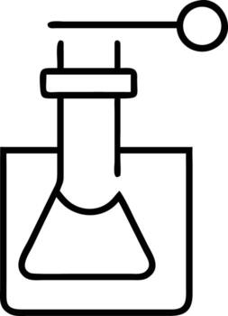Simple line art of laboratory flask with stopper and dropping loop icon vector