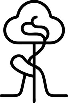 Simple line art of stylized tree with cloud in minimalist design vector