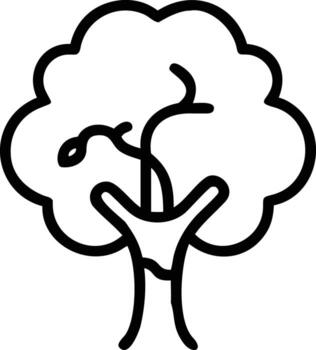 sencillo línea Arte de árbol contorno con ramas y follaje vector