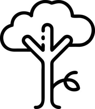 Simple line art of tree with leaf vine and abstract branch vector